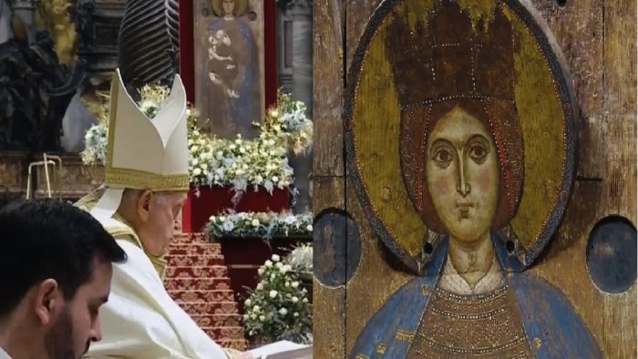 papa francesco angelus su pace e donne con la virgo lactans di montevergine