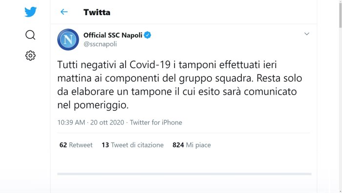 verso napoli az tamponi negativi uno da elaborare