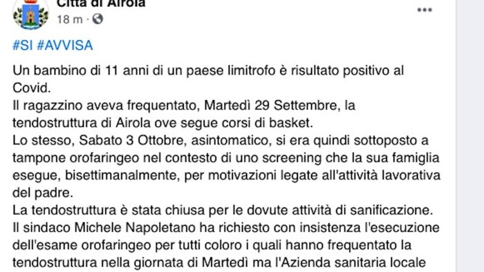 covid bimbo positivo in centro basket tamponi non previsti