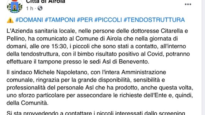 covid19 bimbo positivo in palestra tamponi per i contatti