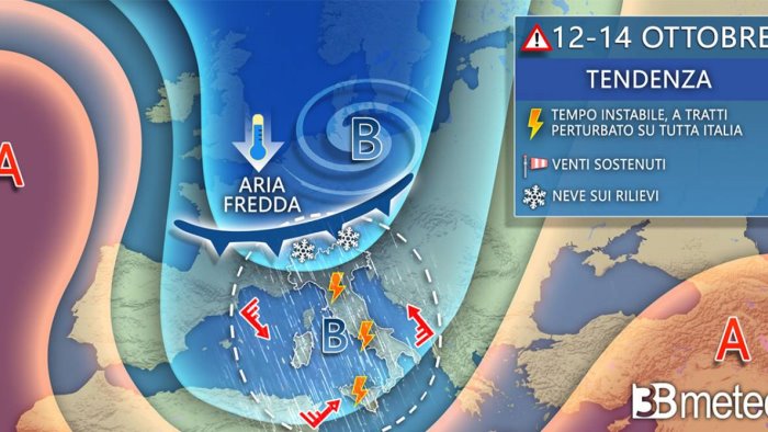 temperature in calo e ancora temporali forti in campania