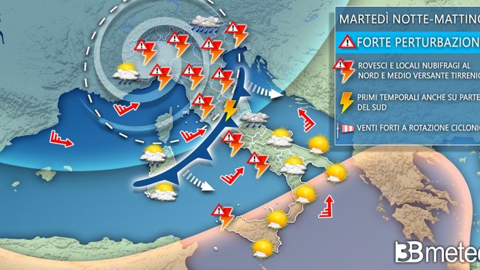 calo termico in arrivo al centro sud con ventilazione a tratti sostenuta