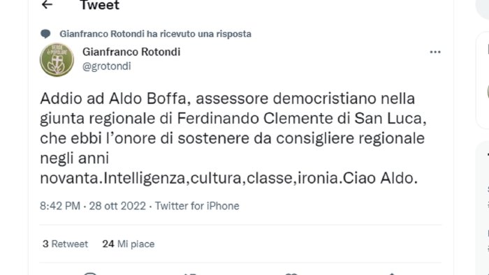 la scomparsa di aldo boffa fu assessore regionale il ricordo di rotondi