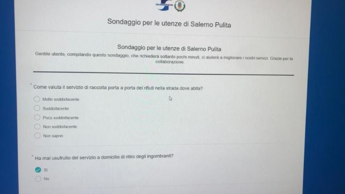 salerno pulita un sondaggio per i cittadini sulla qualita dei servizi