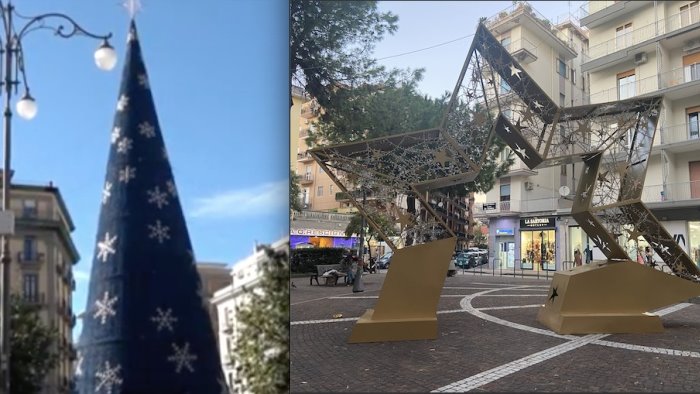 luci d artista a salerno primo albero in stazione a pastena una stella dorata