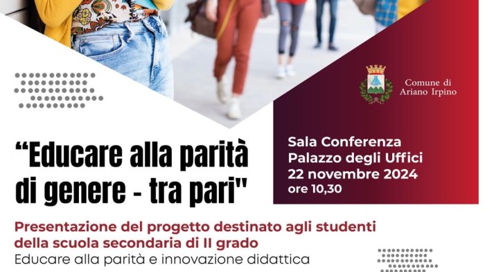 ariano presenta il progetto educare alla parita di genere tra pari