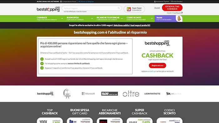 cashback e codici sconto sempre validi grazie a bestshopping