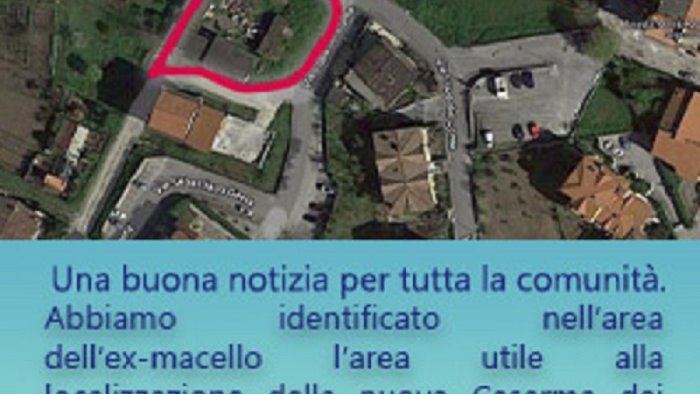 caserma cc ad aiello del sabato individuata l area dove sorgera