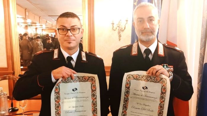 napoli cerimonia per meriti di servizio premiati due carabinieri di ariano