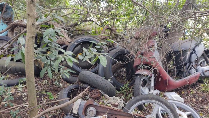 rifiuti e parti di motoveicoli tra la vegetazione sequestrato uliveto a praiano