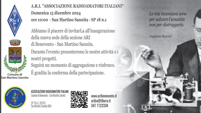 associazione radioamatori italiani apre sede di benevento san martino sannita