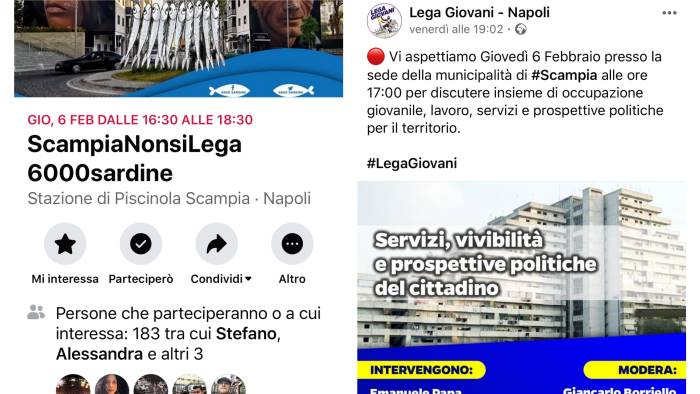 scampia luogo di scontro tra sardine e lega