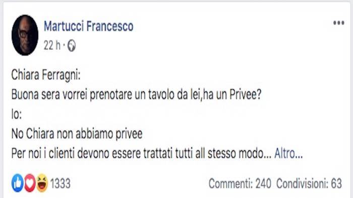 ferragnez mai chiesto prive pizzeria si e inventato tutto