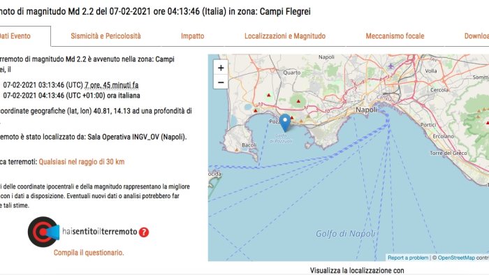 terremoto e boato ai campi flegrei