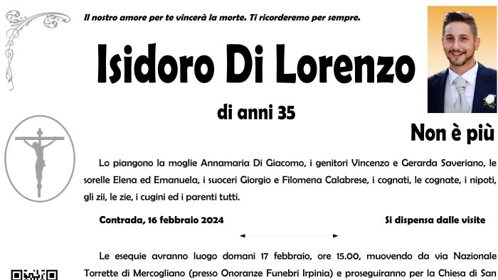 morte sul lavoro la salma di isidoro e stata liberata domani i funerali