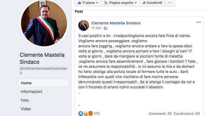 aumentano casi covid 19 nel sannio mastella annuncia stretta