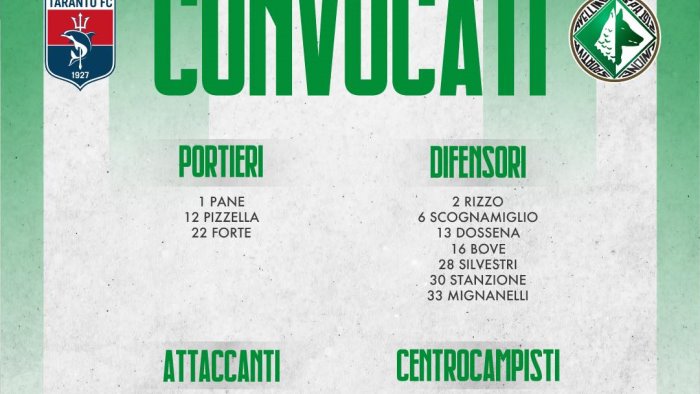 taranto avellino ecco i convocati di gautieri