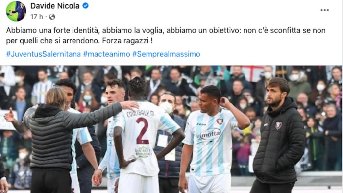 salernitana nicola da la scossa sui social perde solo chi si arrende