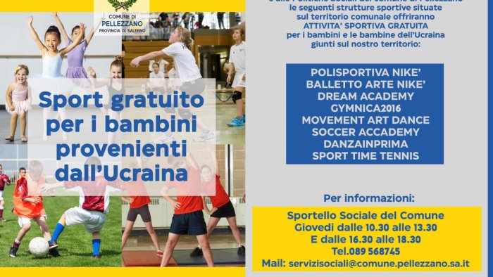 pellezzano sport gratuito per i bambini provenienti dall ucraina