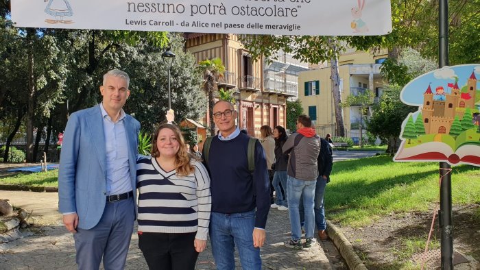 la voce dei bambini in filodiffusione nel parco letterario di villa falanga