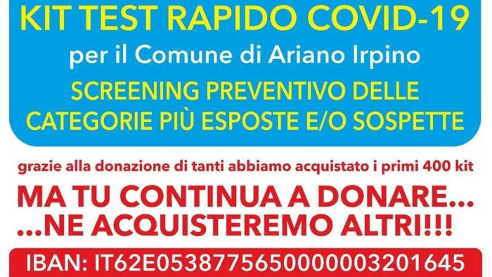 raccolta fondi per l acquisto di test rapidi covid 19