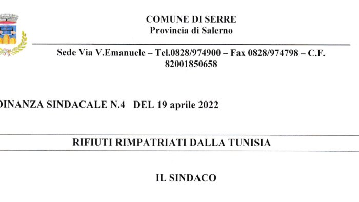 rifiuti dalla tunisia e battaglia ordinanza del sindaco qui non devono venire