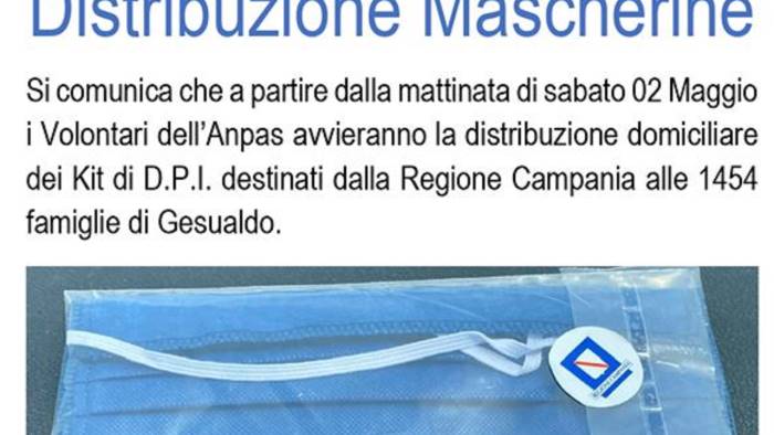 gesualdo oggi distribuzione delle mascherine della regione