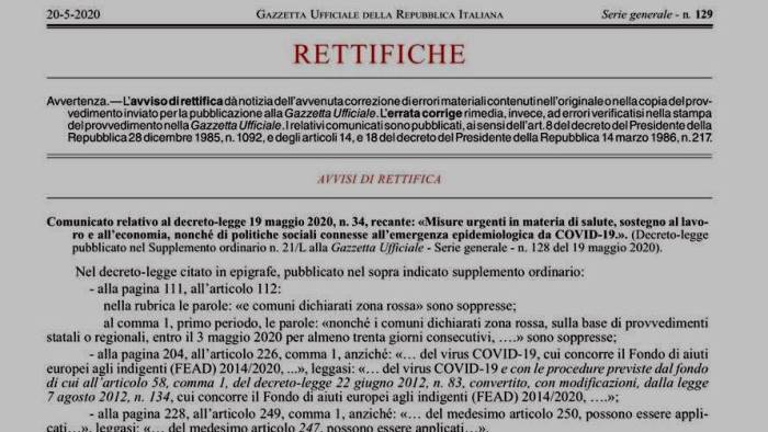 fondo 200 milioni la gazzetta ufficiale rettifica