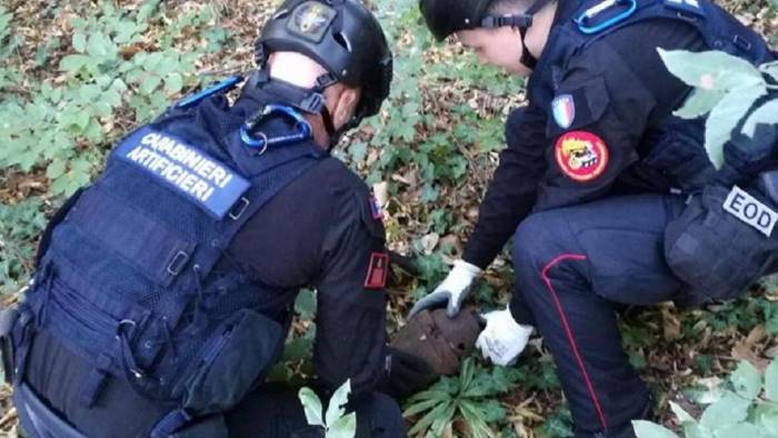 bomba da mortaio in un castagneto di ospedaletto