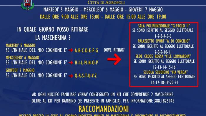 agropoli al via la distribuzione delle mascherine regionali