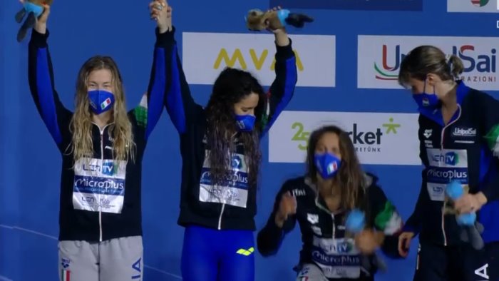 nuoto europei pirozzi sul podio con la staffetta 4x200 sl