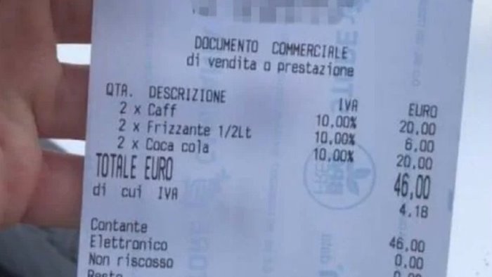 positano 10 euro per il caffe al bar lo scontrino e virale