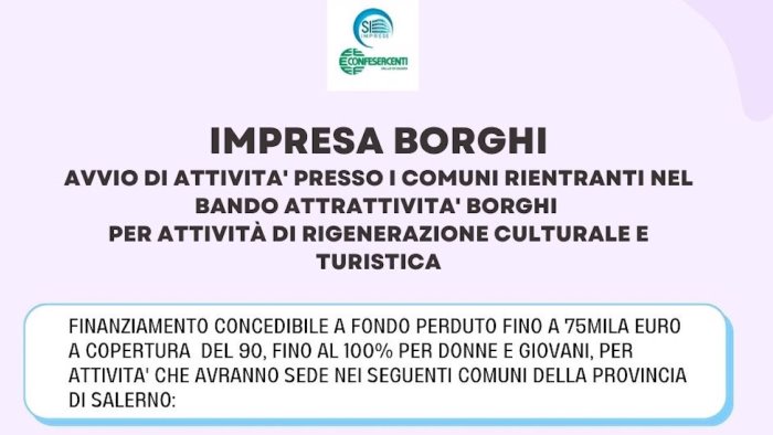 confesercenti bando imprese borghi dall 8 giugno le domande