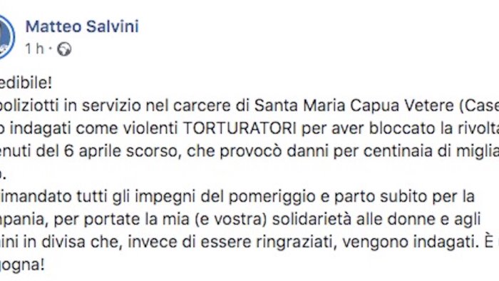 salvini ho annullato tutti gli impegni vengo in campania