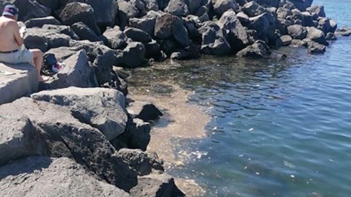 chiazze marroni nel mare di s giovanni a teduccio