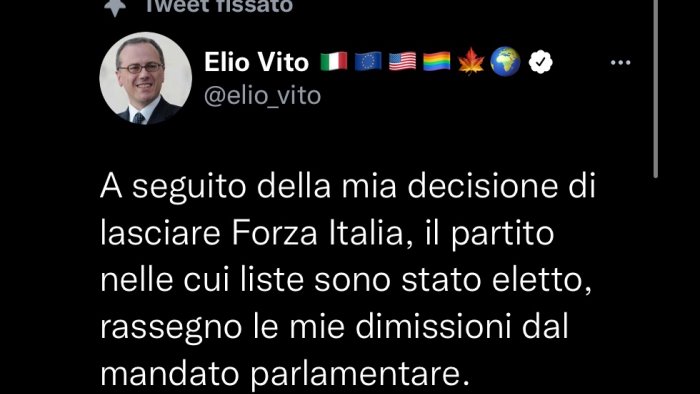 vito lascia in polemica forza italia e si dimette da deputato