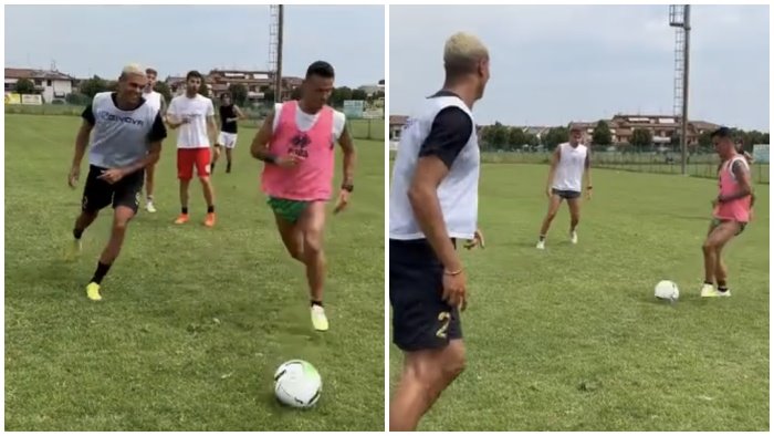 benevento l ex falco sfotte el kaouakibi che numero in allenamento