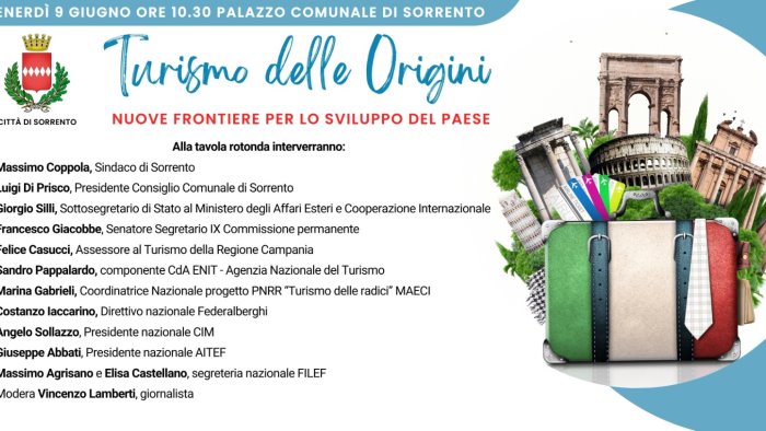 sorrento convegno su turismo delle origini col sottosegretario giorgio silli