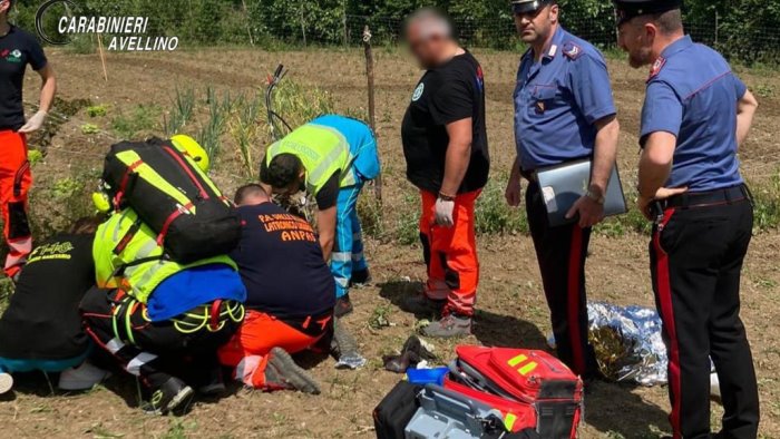 travolto dalla motozappa trasportato in eliambulanza in codice rosso al moscati