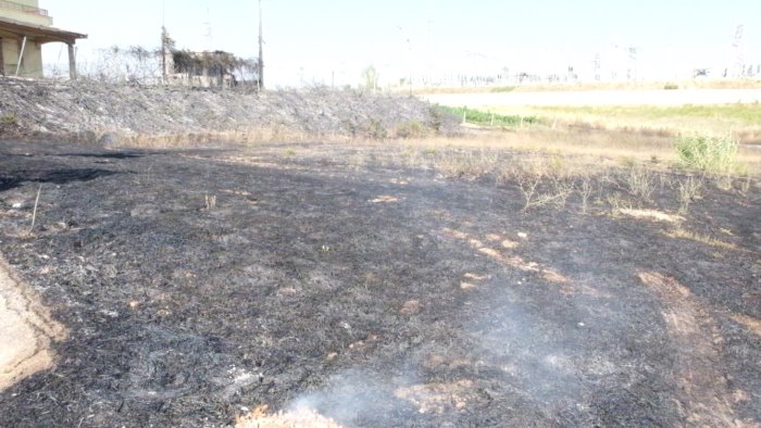 caldo torrido e terreni incolti incendi e paura per una famiglia foto