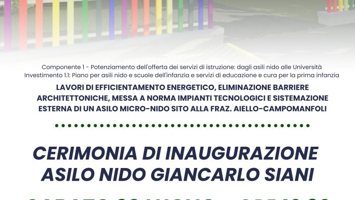 castel san giorgio terminati i lavori del nido giancarlo siani