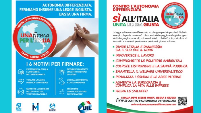 uil flp in piazza domani per raccogliere firme contro autonomia differenziata