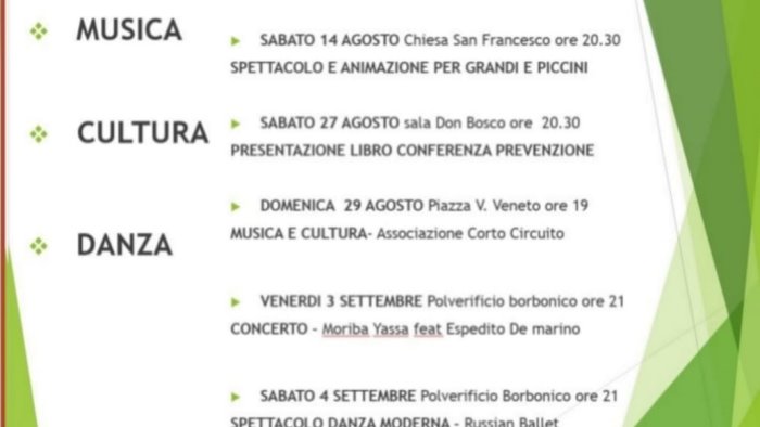 rassegna estiva a scafati 5 appuntamenti in programma fino al 4 settembre