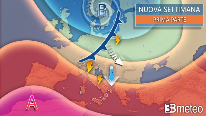 fine settimana rovente e poi calo termico rovesci e temporali