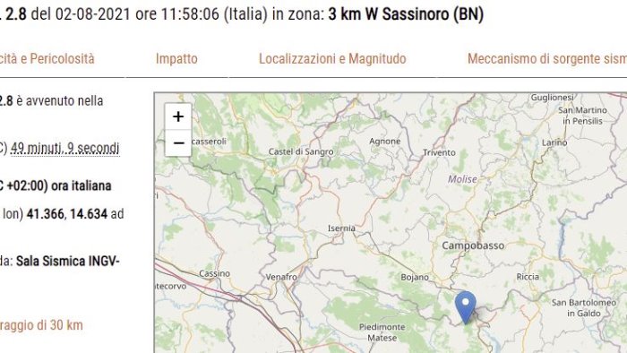 terremoto nel sannio scossa di 2 8