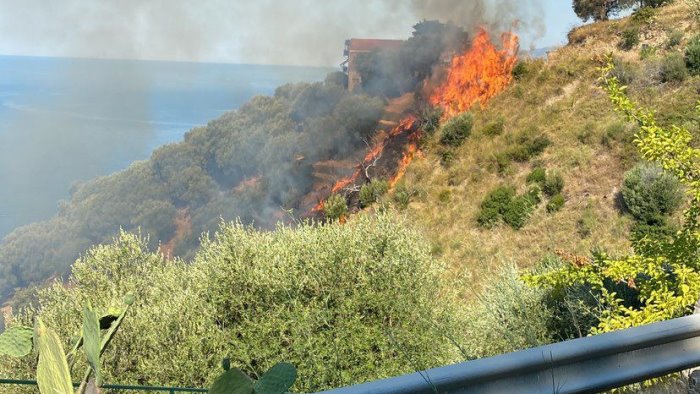 roghi nel cilento bruciano da ieri sera le colline di pisciotta