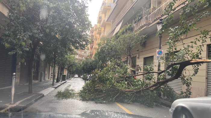 bomba d acqua su salerno rami spezzati fango e detriti in strada