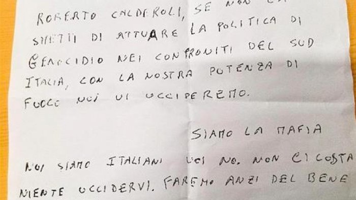 minacce calderoli lega campania massima solidarieta