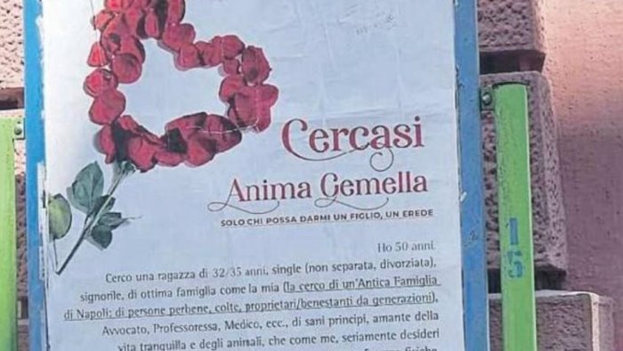 napoli manifesto sentimentale cerco una moglie che mi dia un erede