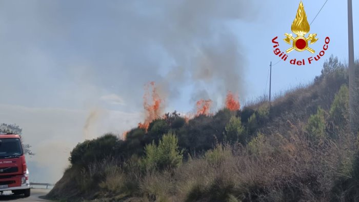 grosso incendio tra castellabate e perdifumo in fiamme la vegetazione